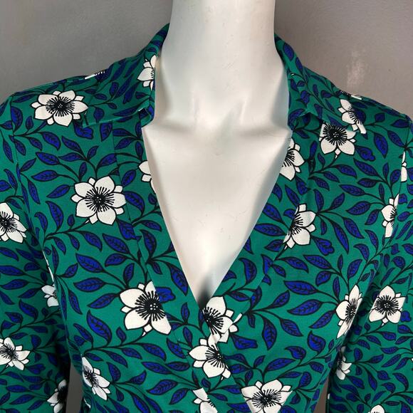 Diane von Furstenberg wrap dress size 8 floral green collar office party NEW - Picture 3 of 10
